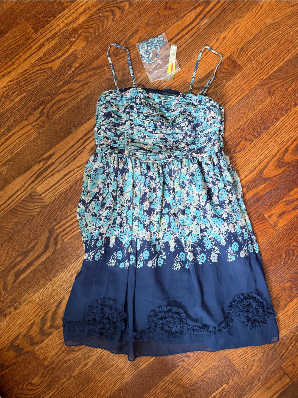 LC Lauren Conrad Blue and Teal Floral Sundress